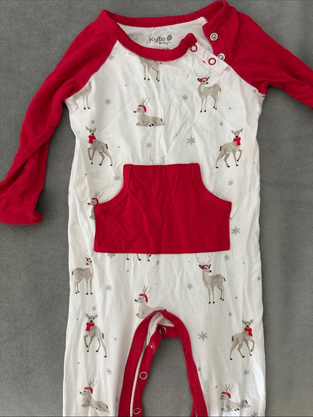 Kyte BABY White & Red Reindeer Sleep Sack Pajamas